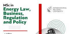Αιτήσεις για το Μεταπτυχιακό Πρόγραμμα "MSc in Energy law, Business, Regulation and Policy" του Διεθνούς Πανεπιστημίου της Ελλάδος