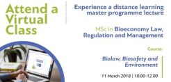 Διαδικτυακό μάθημα "Biolaw, Biosafety and Environment" από το Διεθνές Πανεπιστήμιο Ελλάδος στις 11/3