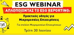 WEBINAR: Απλοποιώντας το ESG Reporting-Πρακτικός οδηγός για ΜμΕ