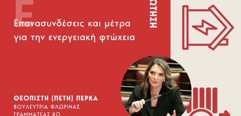 Ερώτηση Π. Πέρκα για τις επανασυνδέσεις και τα μέτρα για την ενεργειακή φτώχεια