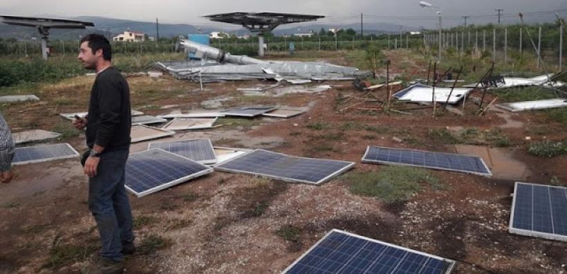 Μεγάλες καταστροφές σε φωτοβολταϊκά πάρκα από τη σφοδρή κακοκαιρία στην Αργολίδα