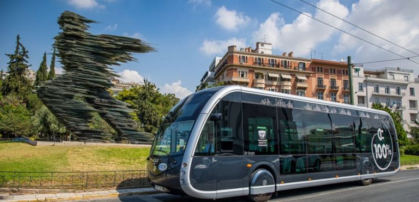 ΔΕΘ 2021: Το Ηλεκτρικό Λεωφορείο Irizar ie tram στο περίπτερο του Υπ. Υποδομών και Μεταφορών