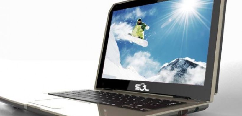 Laptop φορτίζει με ενσωματωμένα ηλιακά πάνελ