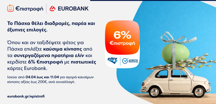 Κερδίστε έως 6% €πιστροφή με καύσιμα κίνησης ελίν στις πασχαλινές σας διαδρομές!