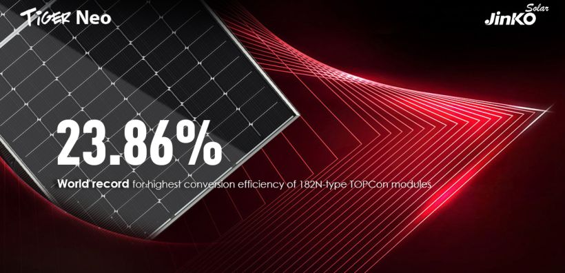 JinkoSolar: Η μονάδα "TOPCon" των 182 mm επιτυγχάνει τη μέγιστη απόδοση μετατροπής 23,86%