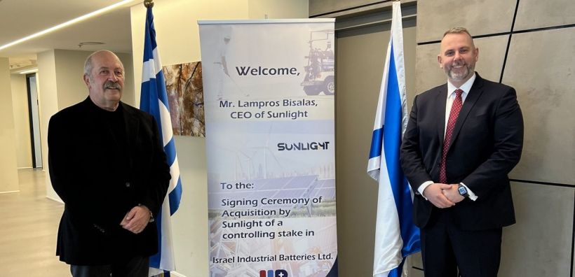 Sunlight: Με εξαγορά του 51% της Israeli Industrial Batteries εδραιώνει την παρουσία της στο Ισραήλ
