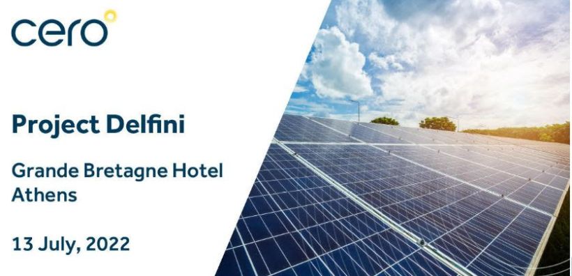 Project Delfini: Το πρώτο φωτοβολταϊκό πάρκο 100MW της Cero Generation στην Ελλάδα παρουσιάζεται στις 13 Ιουλίου