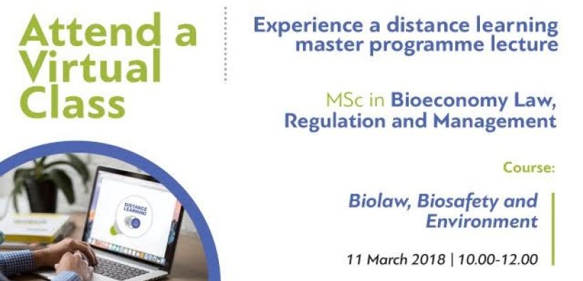 Διαδικτυακό μάθημα "Biolaw, Biosafety and Environment" από το Διεθνές Πανεπιστήμιο Ελλάδος στις 11/3