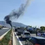 Πυρκαγιά από ανατροπή βυτιοφόρου στην Αθηνών - Κορίνθου